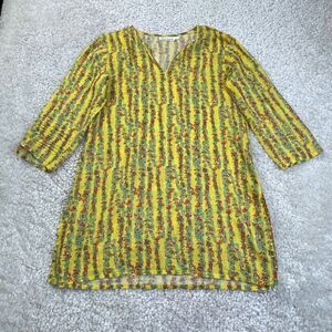 Roller Rabbit V-Neck Yellow Red Floral Tunic Womens Small